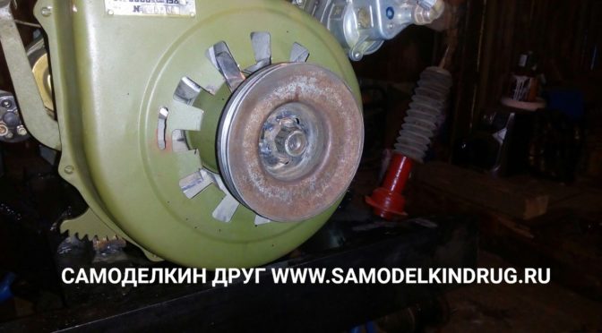 Установка шкива под генератор на ДВС УД-2 спереди крыльчатки
